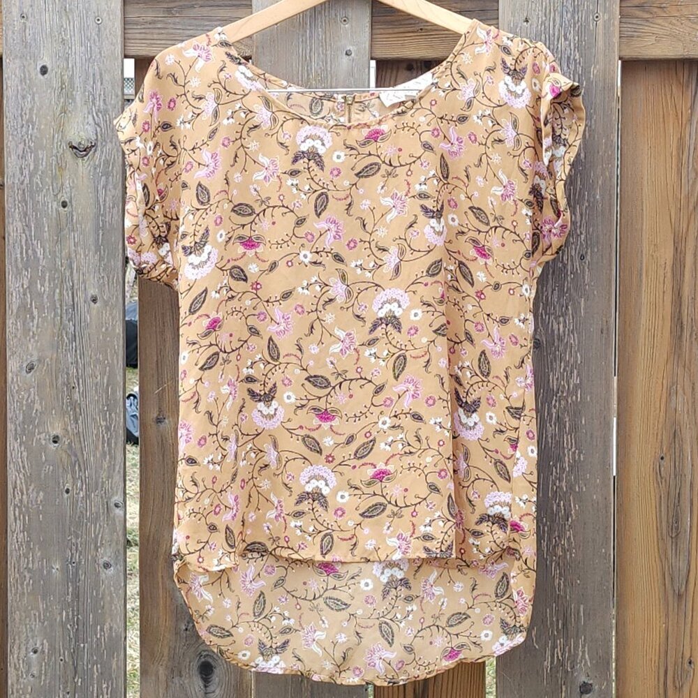 BEAUTIFUL PINK ROSE Paisley Top Women's Size Medium CAP SLEEVE